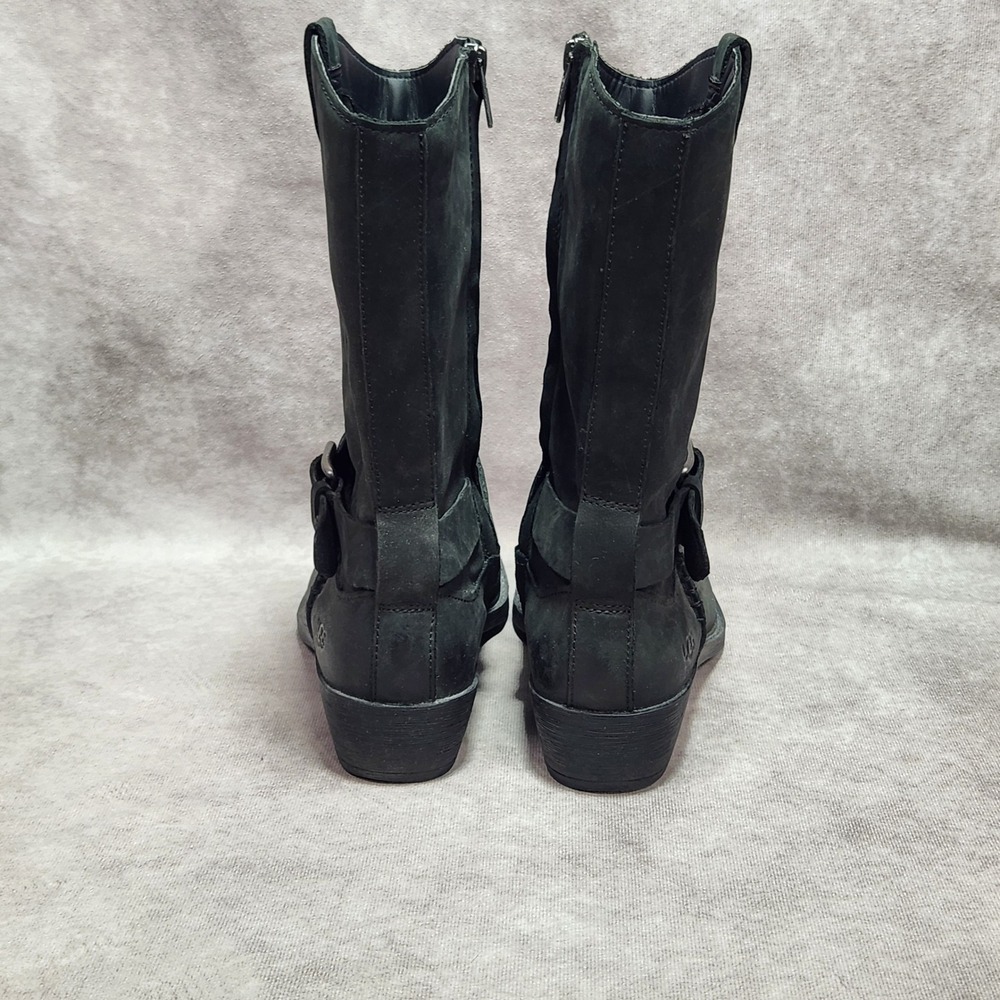 UGG Reeza Black Leather Moto Western Harness Boots Mid Calf 1114256 Size 8.5 - Picture 5 of 8